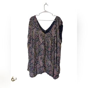 Lucky Brand Multicolor Paisley V-Neck Blouse